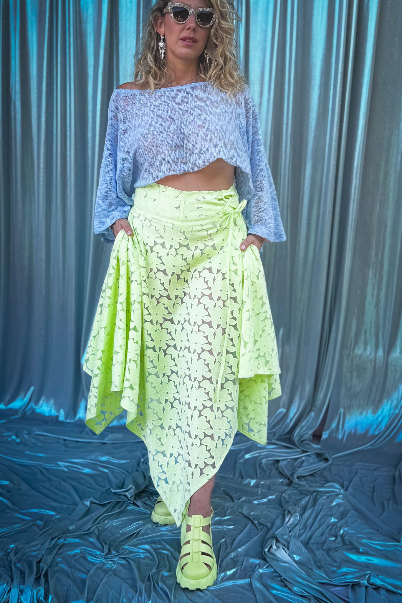 Blusa Olas / celeste