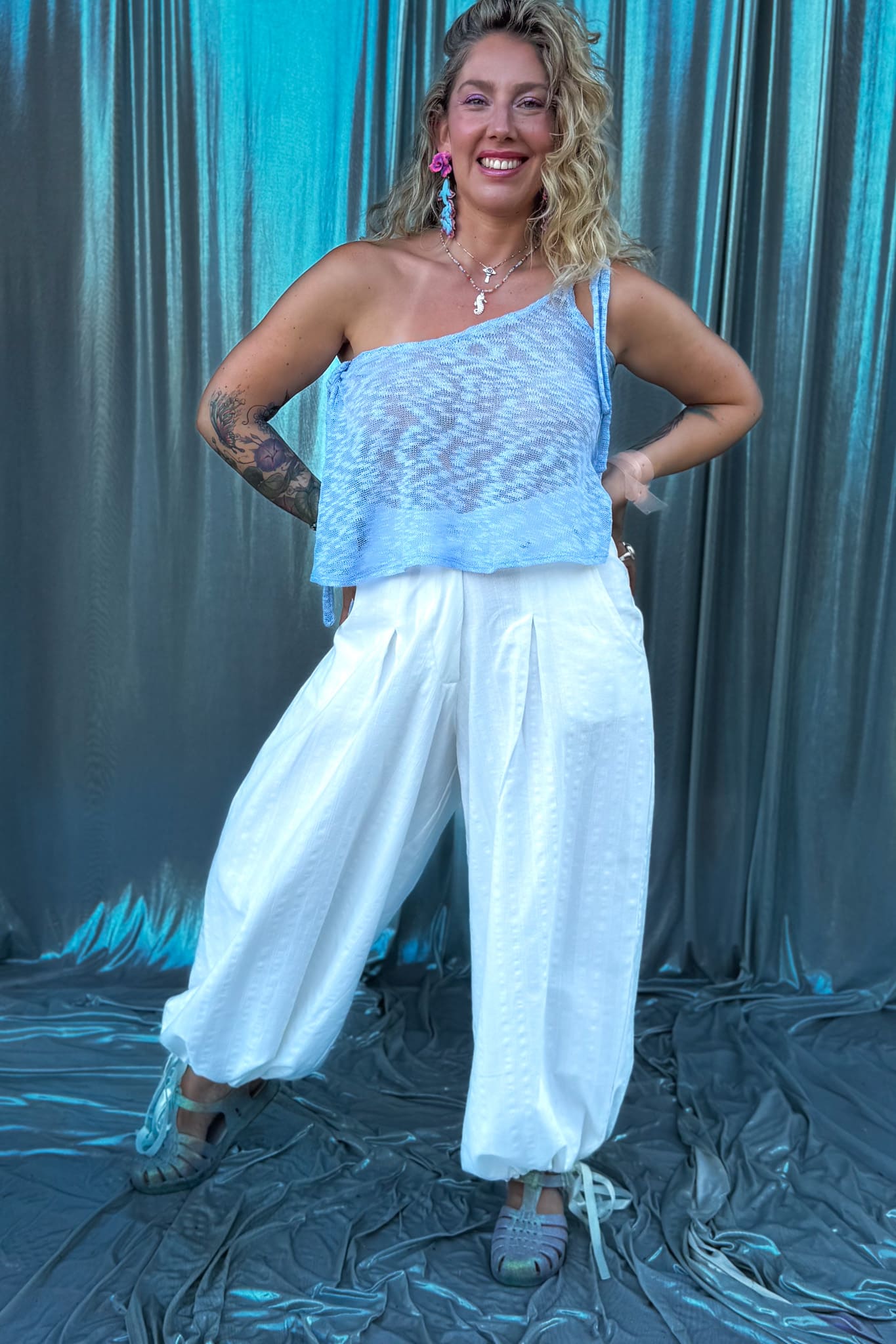 Polera medusa / celeste