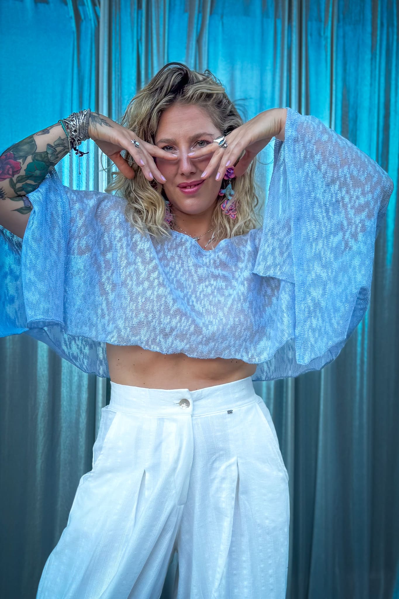 Blusa Olas / celeste