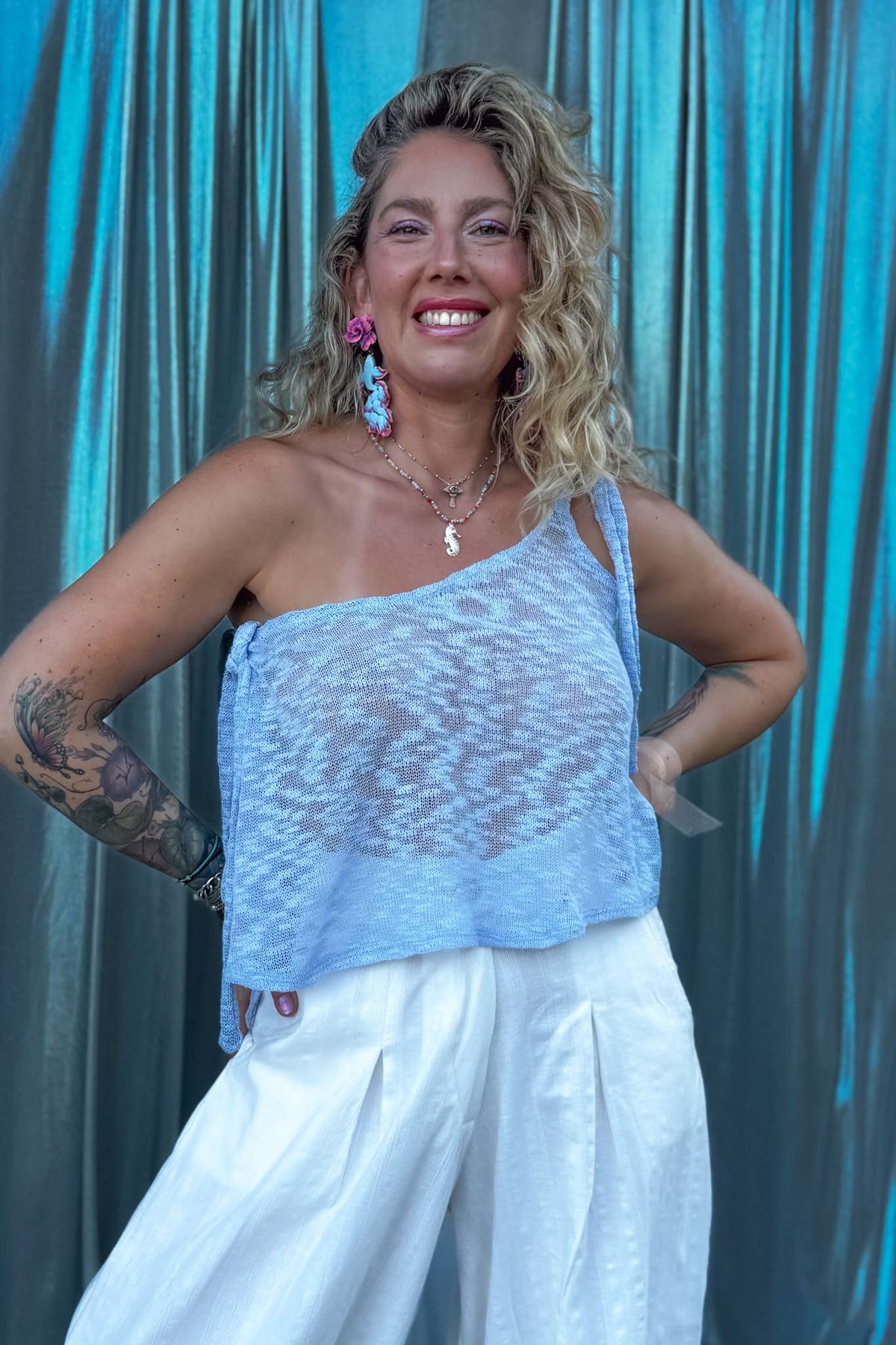 Polera medusa / celeste