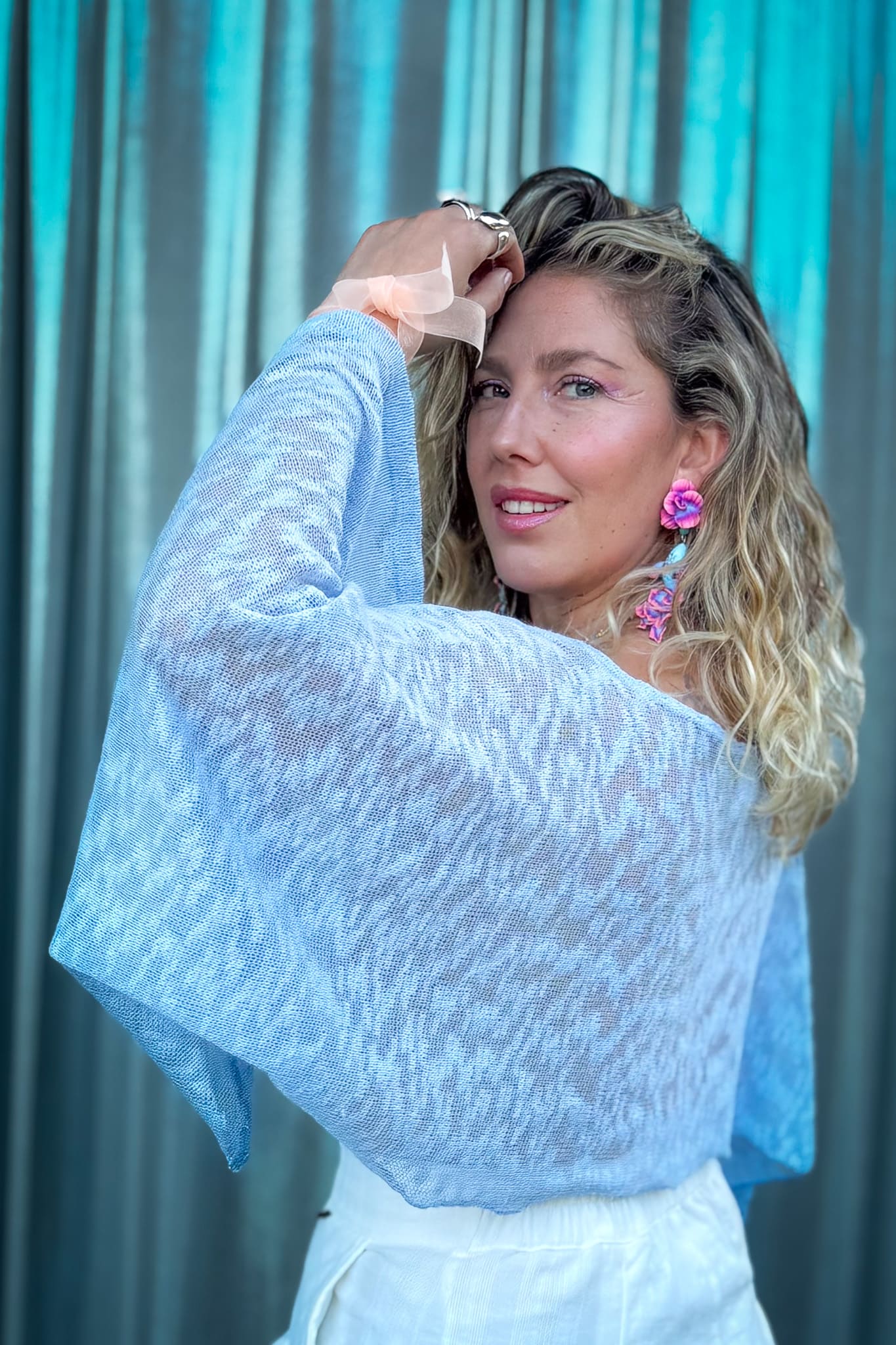 Blusa Olas / celeste