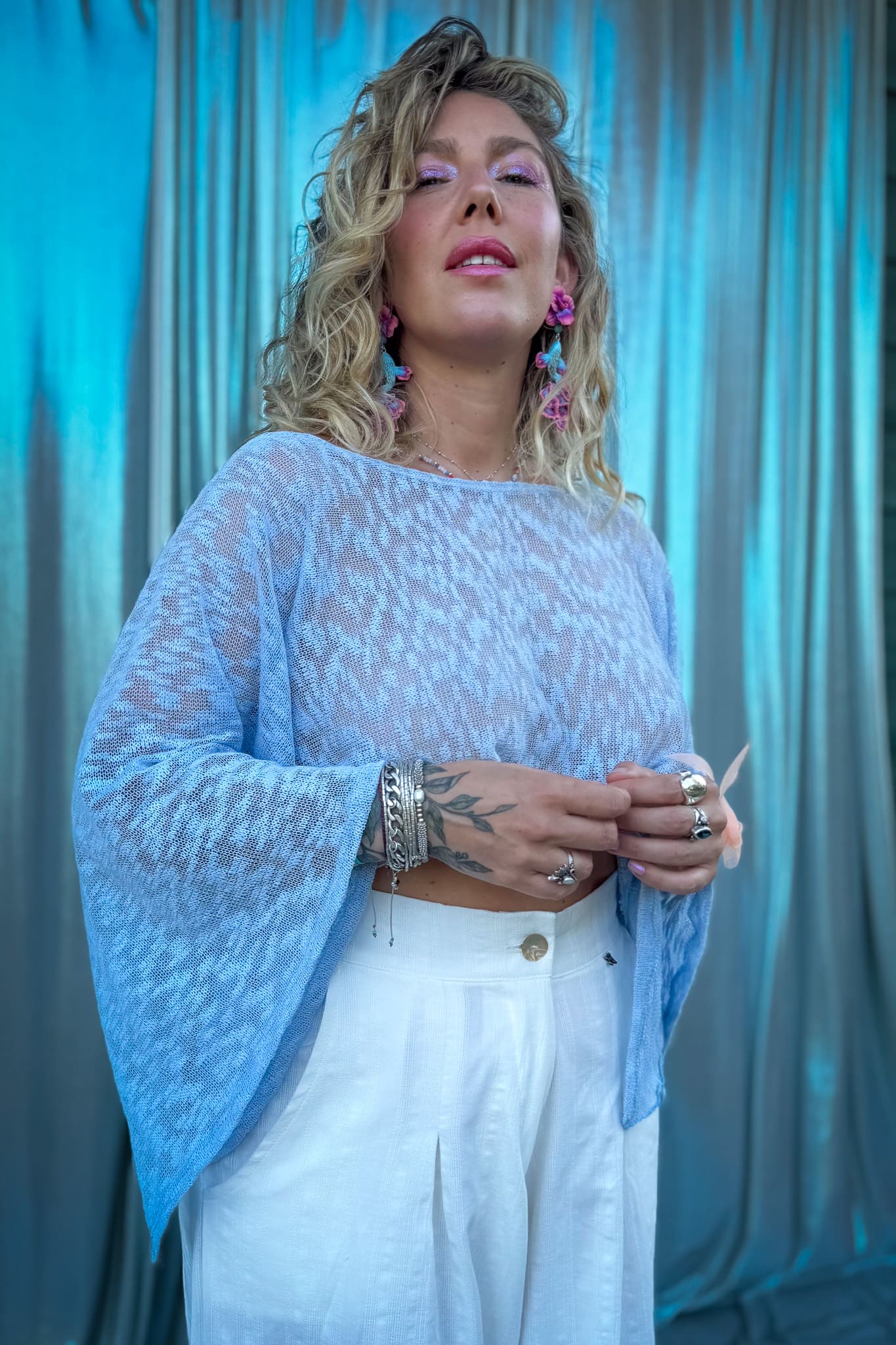 Blusa Olas / celeste