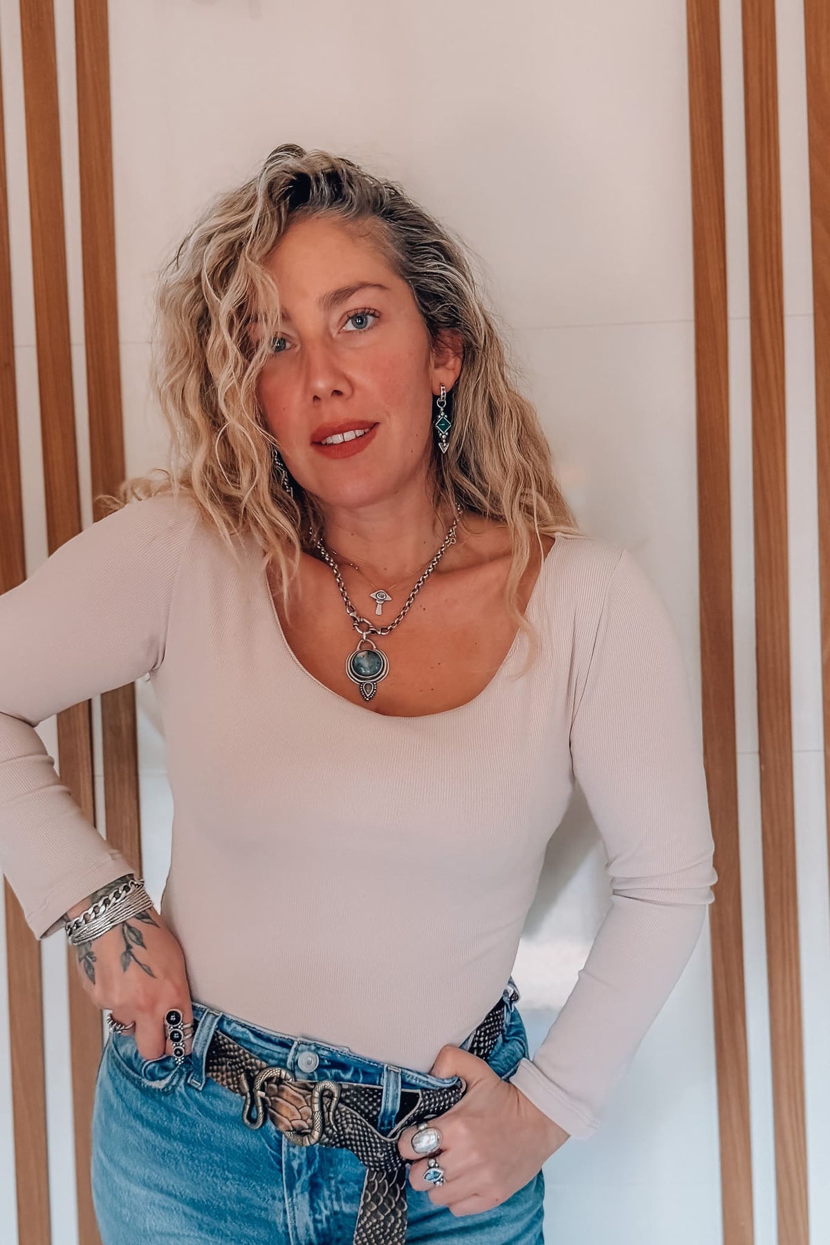 Polera media luna / beige